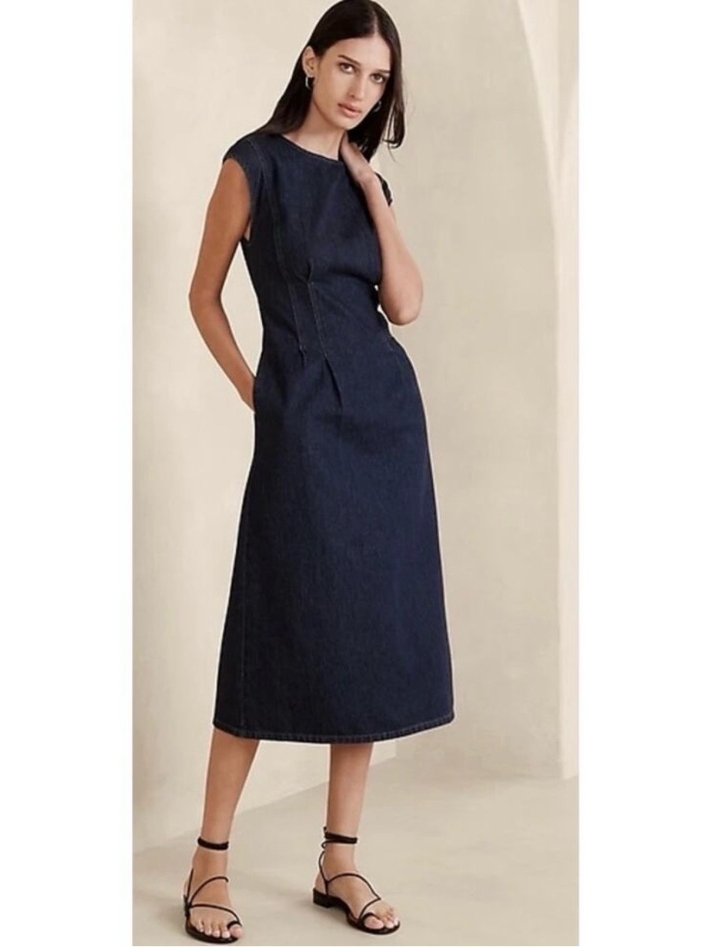Gently used - Banana Republic Italian Denim
 Sleeveless  Midi Dress